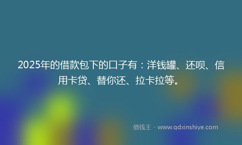 2025年的借款包下的口子有：洋钱罐、还呗、信用卡贷、替你还、拉卡拉等。