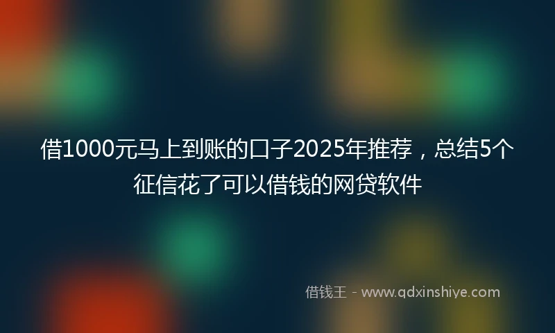借1000元马上到账的口子2025年推荐,总结5个征信花了可以借钱的网贷软件