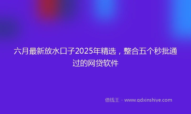 六月最新放水口子2025年精选，整合五个秒批通过的网贷软件