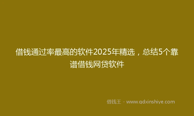 借钱通过率最高的软件2025年精选，总结5个靠谱借钱网贷软件