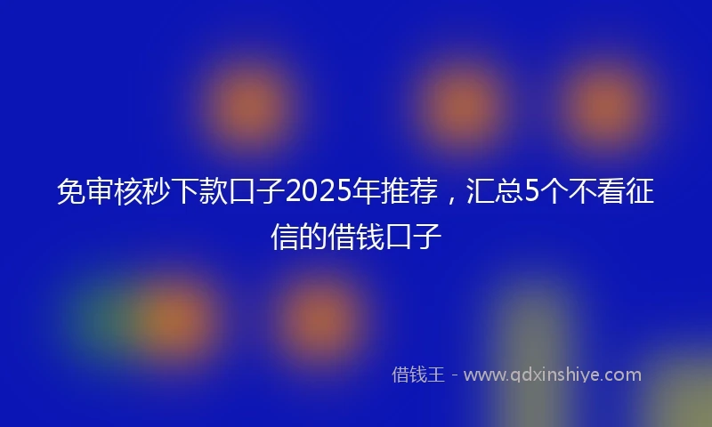 免审核秒下款口子2025年推荐，汇总5个不看征信的借钱口子
