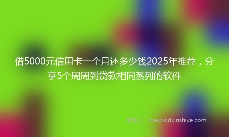 借5000元信用卡一个月还多少钱2025年推荐，分享5个周周到贷款相同系列的软件