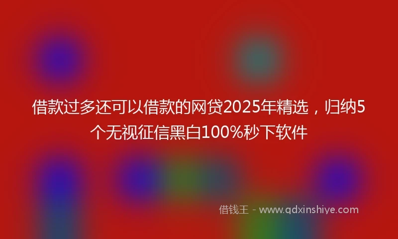借款过多还可以借款的网贷2025年精选，归纳5个无视征信黑白100%秒下软件