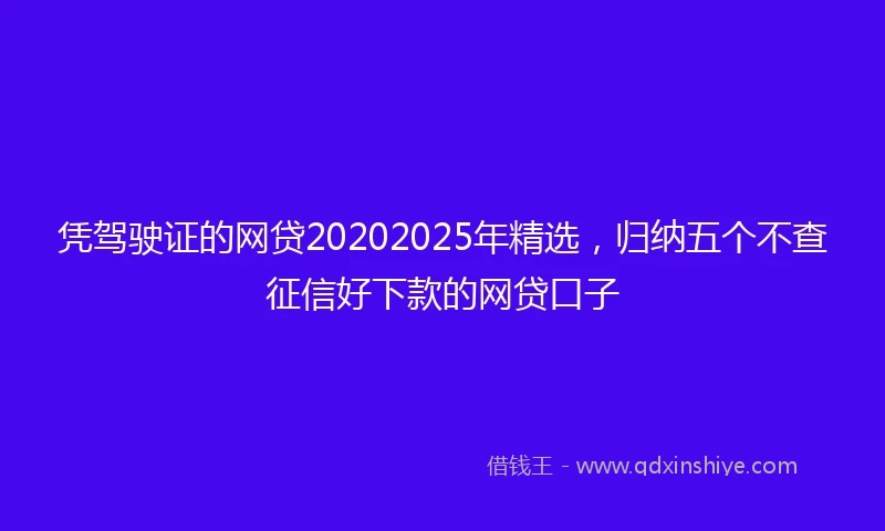 凭驾驶证的网贷20202025年精选，归纳五个不查征信好下款的网贷口子