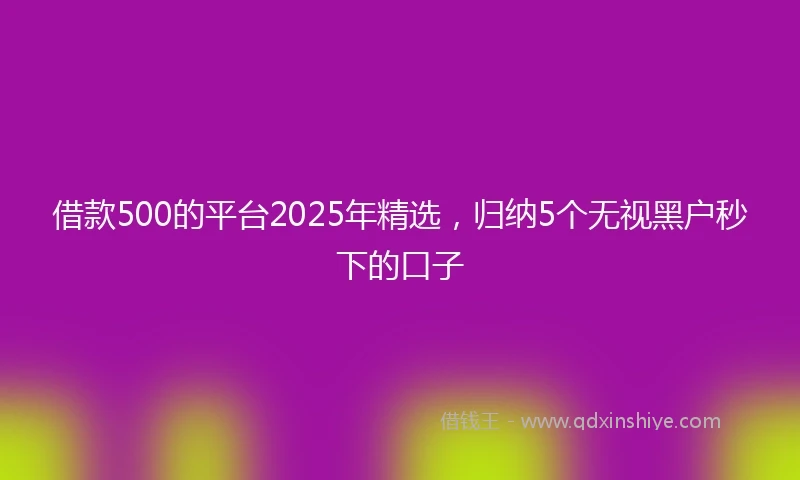 借款500的平台2025年精选，归纳5个无视黑户秒下的口子