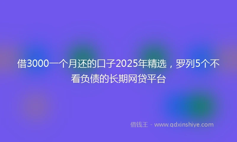 借3000一个月还的口子2025年精选，罗列5个不看负债的长期网贷平台