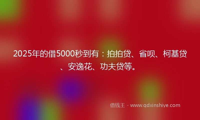 2025年的借5000秒到有：拍拍贷、省呗、柯基贷、安逸花、功夫贷等。