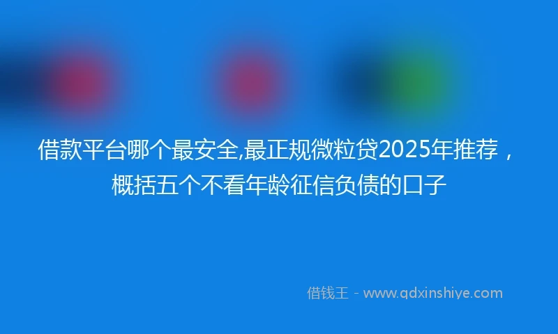 借款平台哪个最安全,最正规微粒贷2025年推荐，概括五个不看年龄征信负债的口子
