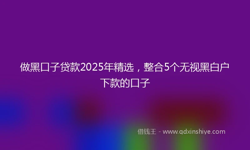 做黑口子贷款2025年精选，整合5个无视黑白户下款的口子