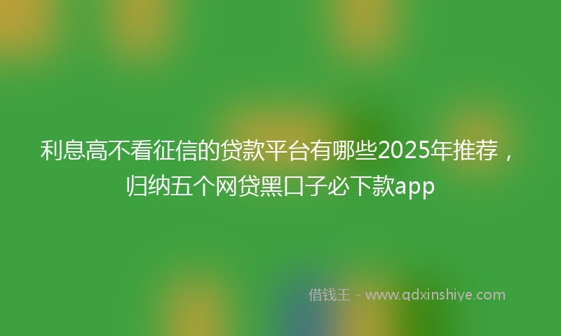 利息高不看征信的贷款平台有哪些2025年推荐，归纳五个网贷黑口子必下款app