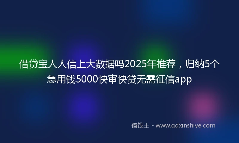 借贷宝人人信上大数据吗2025年推荐，归纳5个急用钱5000快审快贷无需征信app