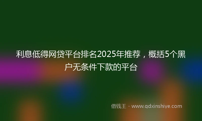 利息低得网贷平台排名2025年推荐，概括5个黑户无条件下款的平台