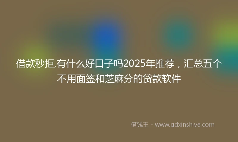 借款秒拒,有什么好口子吗2025年推荐，汇总五个不用面签和芝麻分的贷款软件