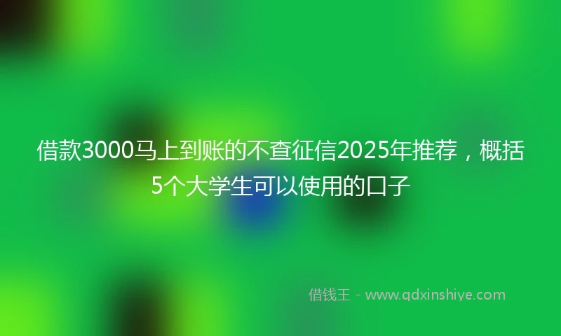 借款3000马上到账的不查征信2025年推荐，概括5个大学生可以使用的口子