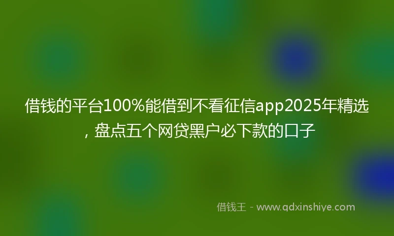 借钱的平台100%能借到不看征信app2025年精选，盘点五个网贷黑户必下款的口子