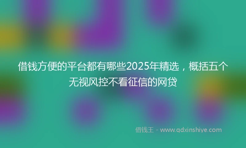 借钱方便的平台都有哪些2025年精选，概括五个无视风控不看征信的网贷