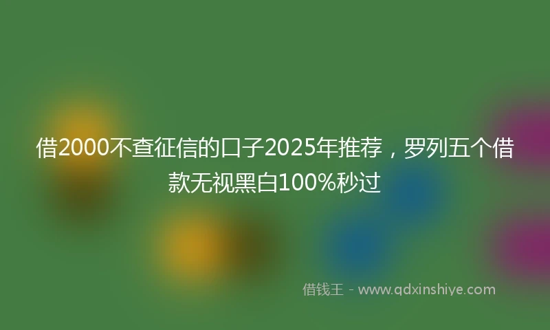 借2000不查征信的口子2025年推荐，罗列五个借款无视黑白100%秒过