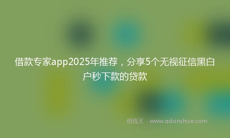 借款专家app2025年推荐，分享5个无视征信黑白户秒下款的贷款