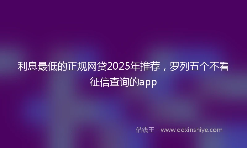 利息最低的正规网贷2025年推荐，罗列五个不看征信查询的app