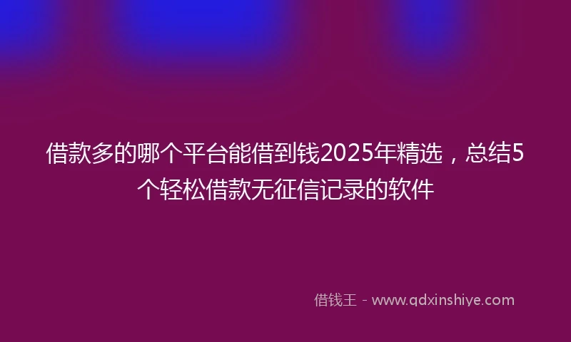 借款多的哪个平台能借到钱2025年精选，总结5个轻松借款无征信记录的软件