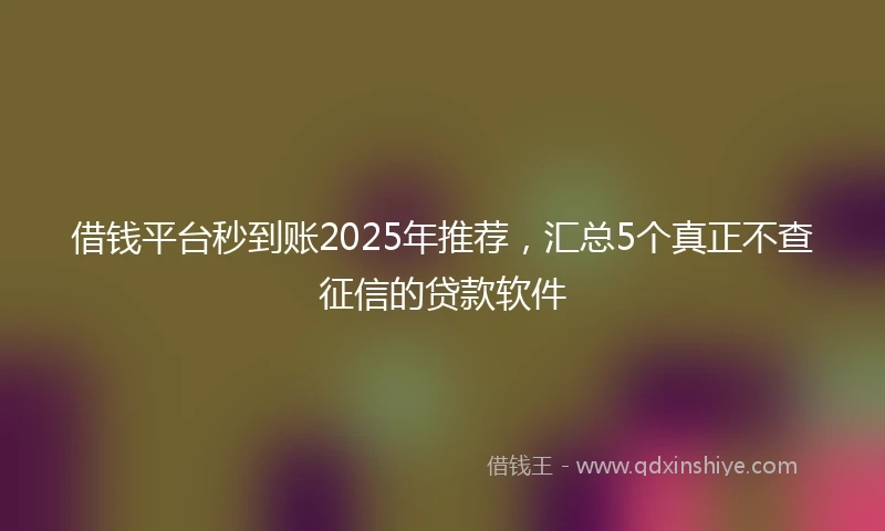 借钱平台秒到账2025年推荐，汇总5个真正不查征信的贷款软件