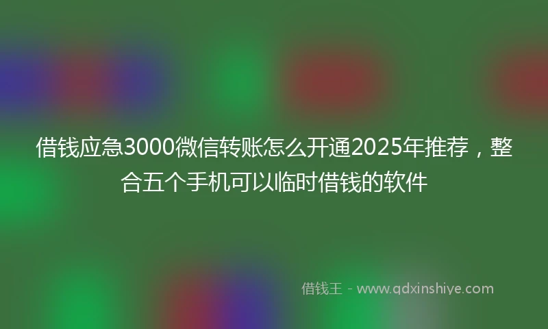 借钱应急3000微信转账怎么开通2025年推荐，整合五个手机可以临时借钱的软件