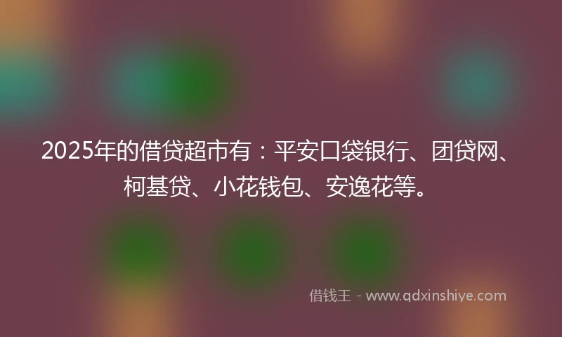 2025年的借贷超市有：平安口袋银行、团贷网、柯基贷、小花钱包、安逸花等。