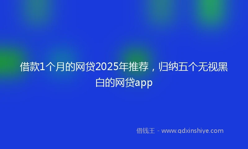 借款1个月的网贷2025年推荐，归纳五个无视黑白的网贷app