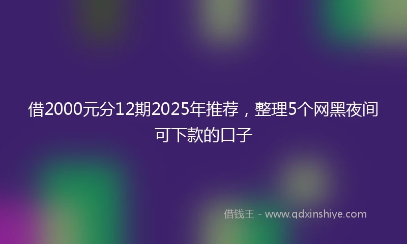 借2000元分12期2025年推荐，整理5个网黑夜间可下款的口子