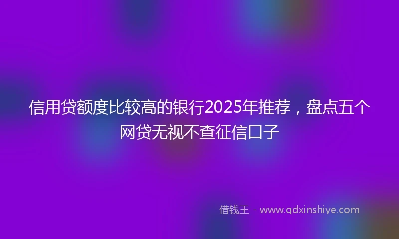 信用贷额度比较高的银行2025年推荐，盘点五个网贷无视不查征信口子
