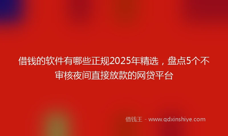 借钱的软件有哪些正规2025年精选，盘点5个不审核夜间直接放款的网贷平台