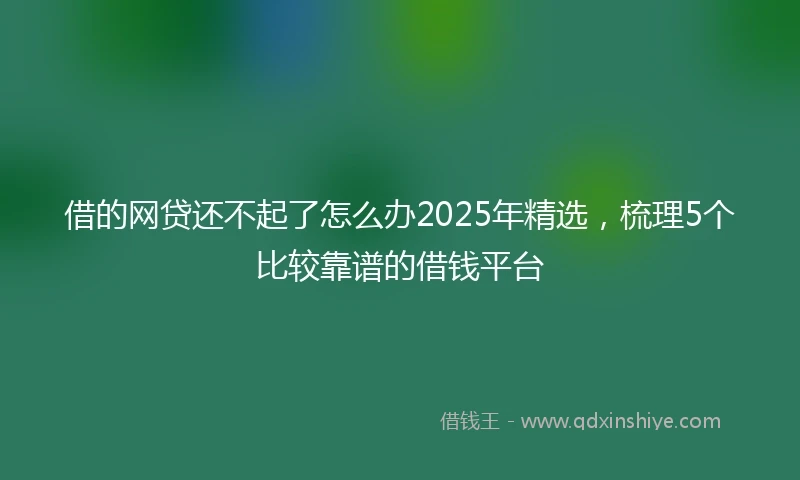 借的网贷还不起了怎么办2025年精选，梳理5个比较靠谱的借钱平台