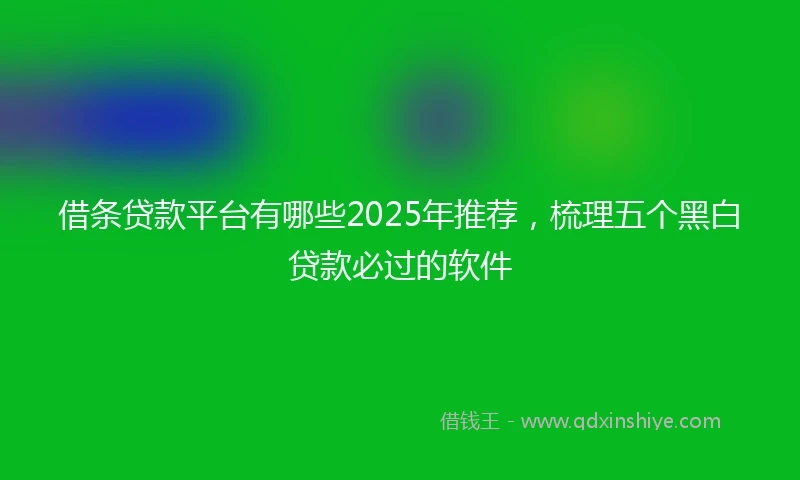 借条贷款平台有哪些2025年推荐，梳理五个黑白贷款必过的软件