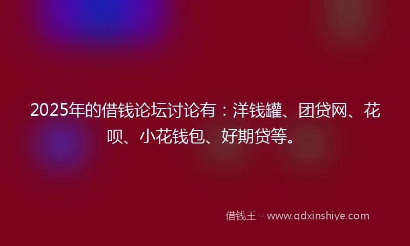 2025年的借钱论坛讨论有：洋钱罐、团贷网、花呗、小花钱包、好期贷等。