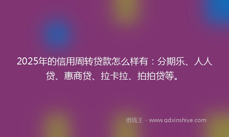 2025年的信用周转贷款怎么样有：分期乐、人人贷、惠商贷、拉卡拉、拍拍贷等。