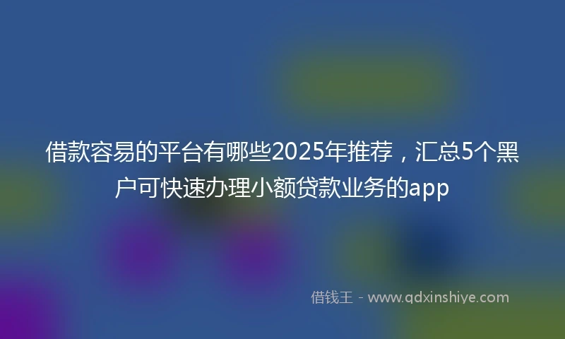 借款容易的平台有哪些2025年推荐，汇总5个黑户可快速办理小额贷款业务的app
