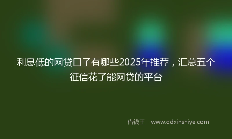利息低的网贷口子有哪些2025年推荐，汇总五个征信花了能网贷的平台