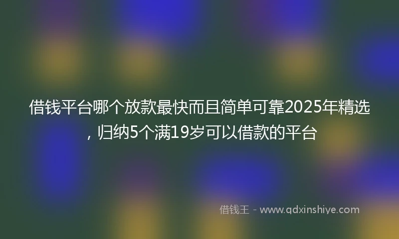 借钱平台哪个放款最快而且简单可靠2025年精选，归纳5个满19岁可以借款的平台