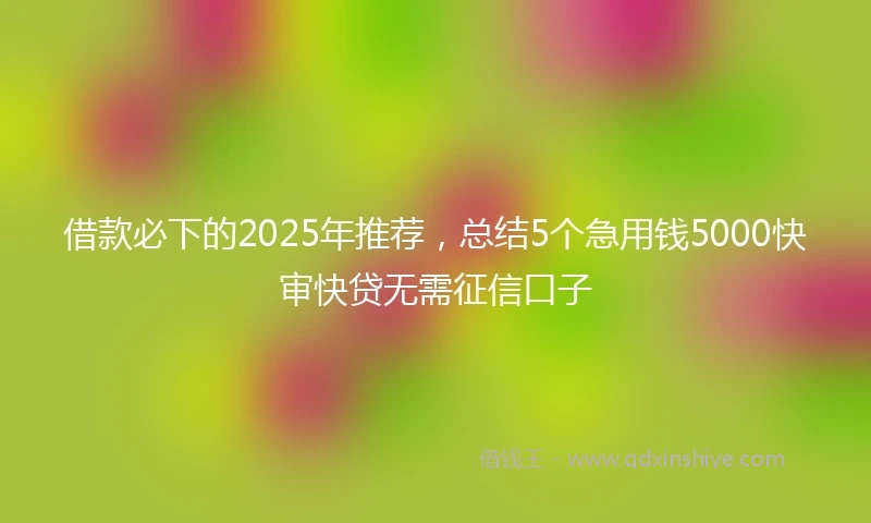 借款必下的2025年推荐，总结5个急用钱5000快审快贷无需征信口子