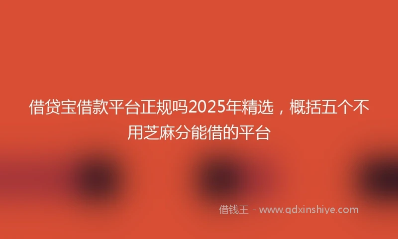 借贷宝借款平台正规吗2025年精选，概括五个不用芝麻分能借的平台