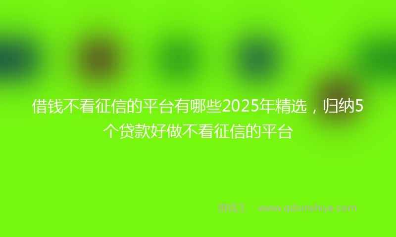 借钱不看征信的平台有哪些2025年精选，归纳5个贷款好做不看征信的平台