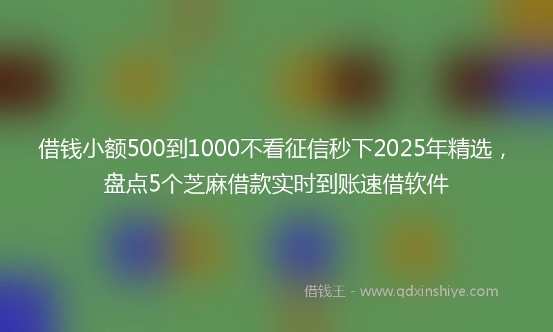 借钱小额500到1000不看征信秒下2025年精选，盘点5个芝麻借款实时到账速借软件