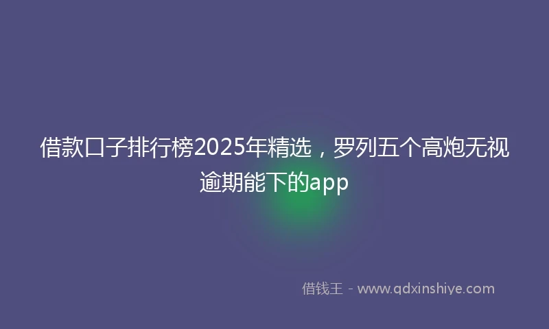 借款口子排行榜2025年精选，罗列五个高炮无视逾期能下的app