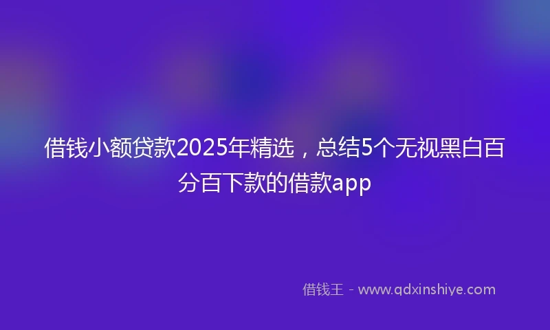 借钱小额贷款2025年精选，总结5个无视黑白百分百下款的借款app
