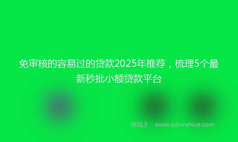 免审核的容易过的贷款2025年推荐，梳理5个最新秒批小额贷款平台
