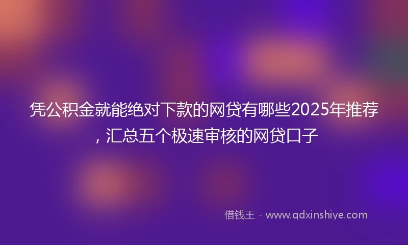 凭公积金就能绝对下款的网贷有哪些2025年推荐，汇总五个极速审核的网贷口子