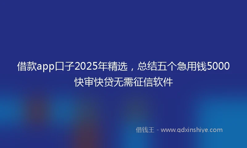 借款app口子2025年精选，总结五个急用钱5000快审快贷无需征信软件