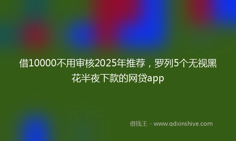 借10000不用审核2025年推荐，罗列5个无视黑花半夜下款的网贷app
