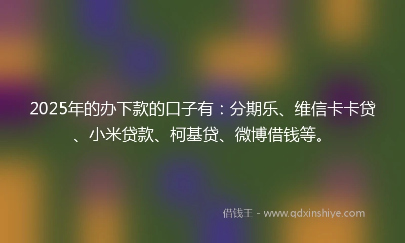 2025年的办下款的口子有：分期乐、维信卡卡贷、小米贷款、柯基贷、微博借钱等。