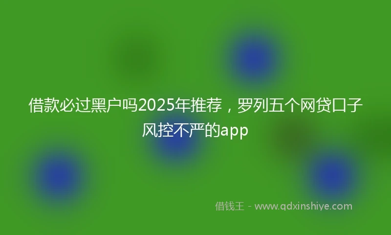 借款必过黑户吗2025年推荐，罗列五个网贷口子风控不严的app